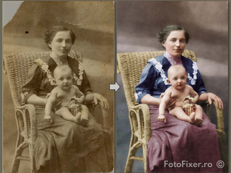 retusare poze retusare fotografii colorare mama copil 800x600 - Restaurare fotografii vechi - FotoFixer