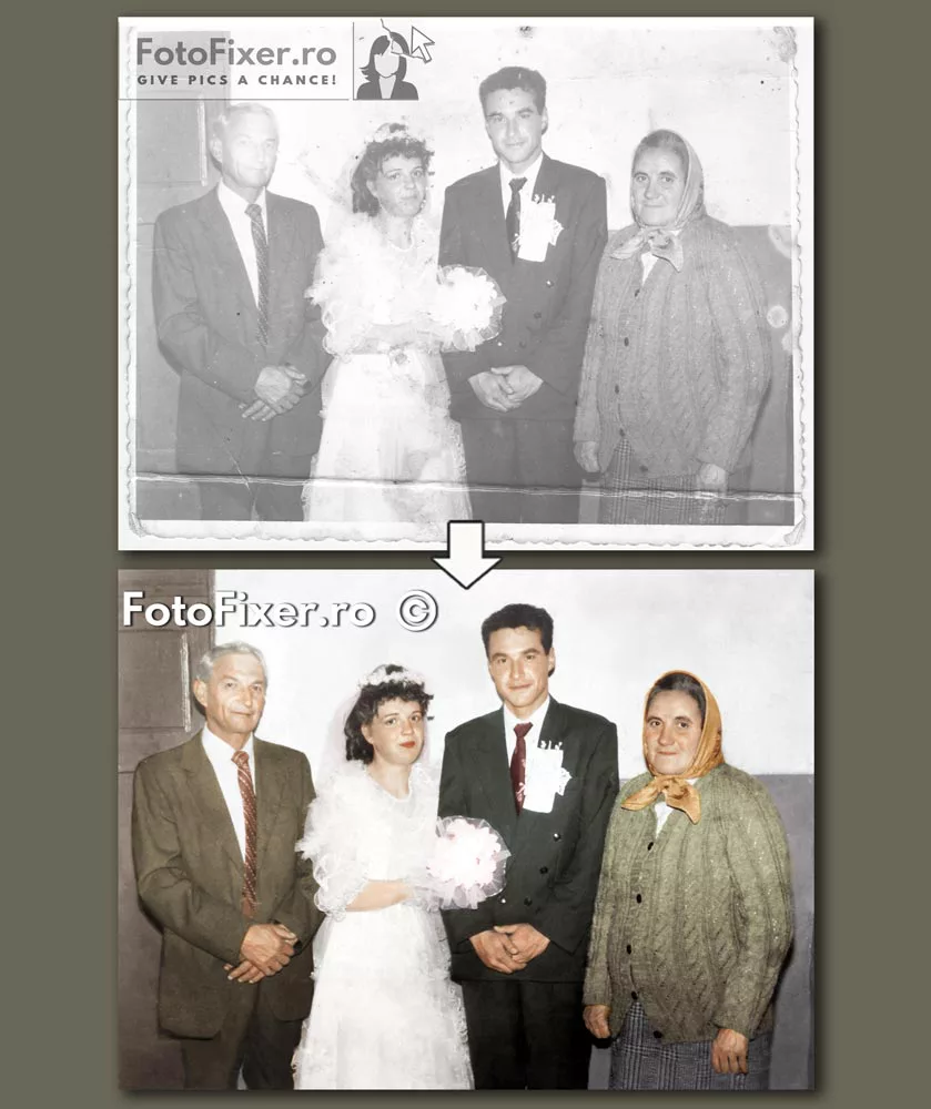 reconditionare fotografii colorizare colorare poze nunta poze vechi vertical - Reconditionare fotografii vechi - FotoFixer